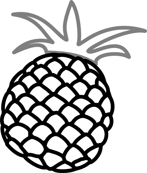 Pineapple Grey 2 Clip Art - Black And White Pineapple (504x595)