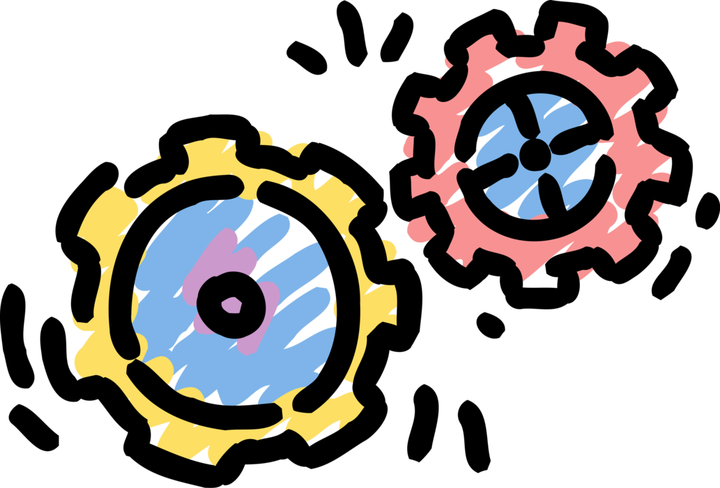 Vector Illustration Of Industrial Cogwheel Gear Rotating - Circle (1033x700)