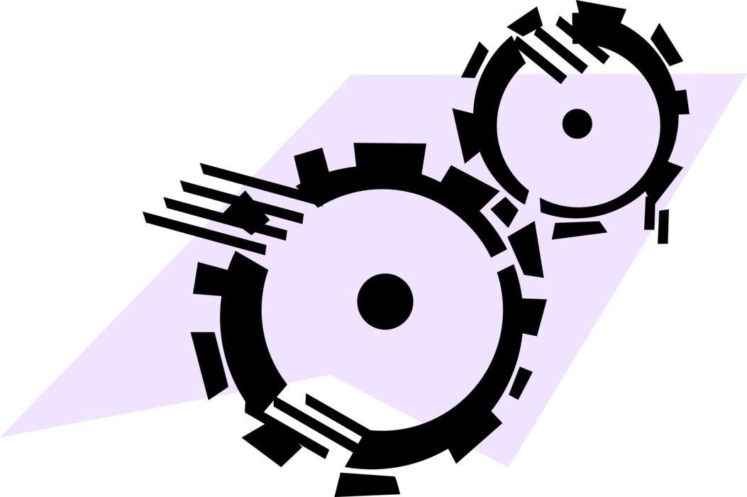 Vector Illustration Of Gear Cogwheel Rotating Machine - Graphic Design (1053x700)