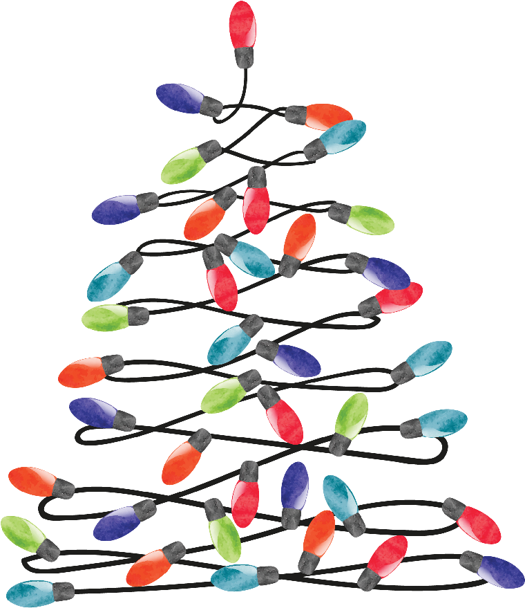 Water Color Christmas Lights Tree - Light Bulb Christmas Tree (800x904)