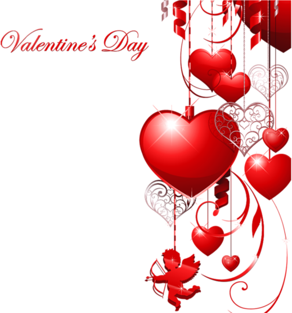 Cupid Clipart Valentines Day Decor With Hearts And - Valentines Day Background Png (1024x1024)