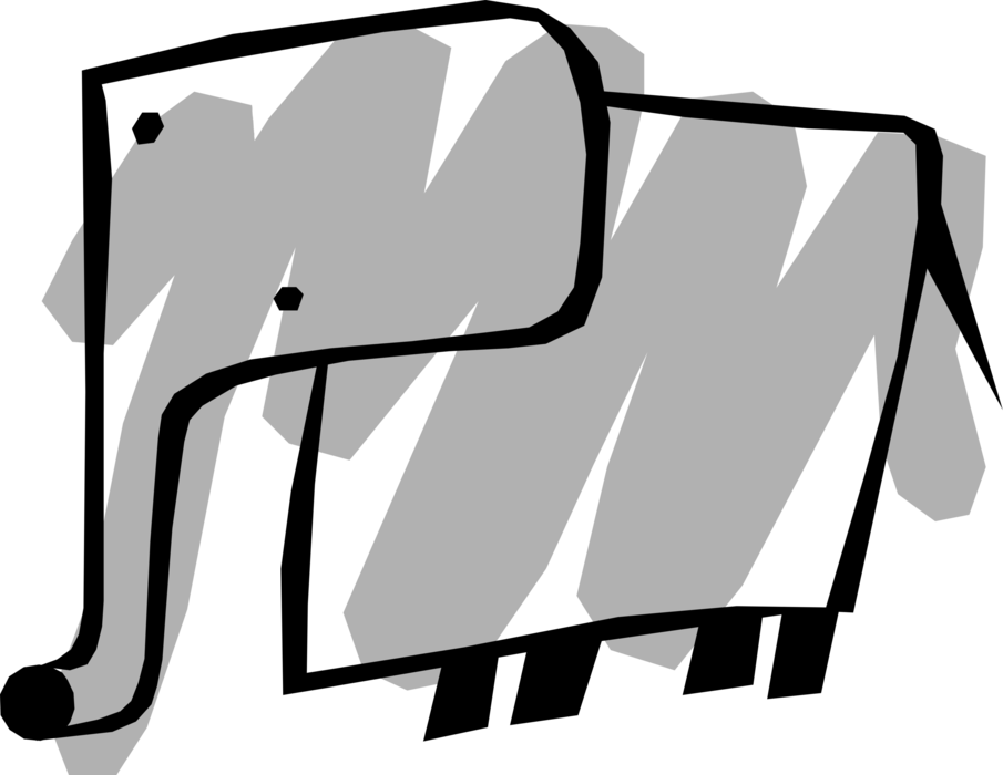 Vector Illustration Of African Elephant With Trunk - Vector Illustration Of African Elephant With Trunk (905x700)