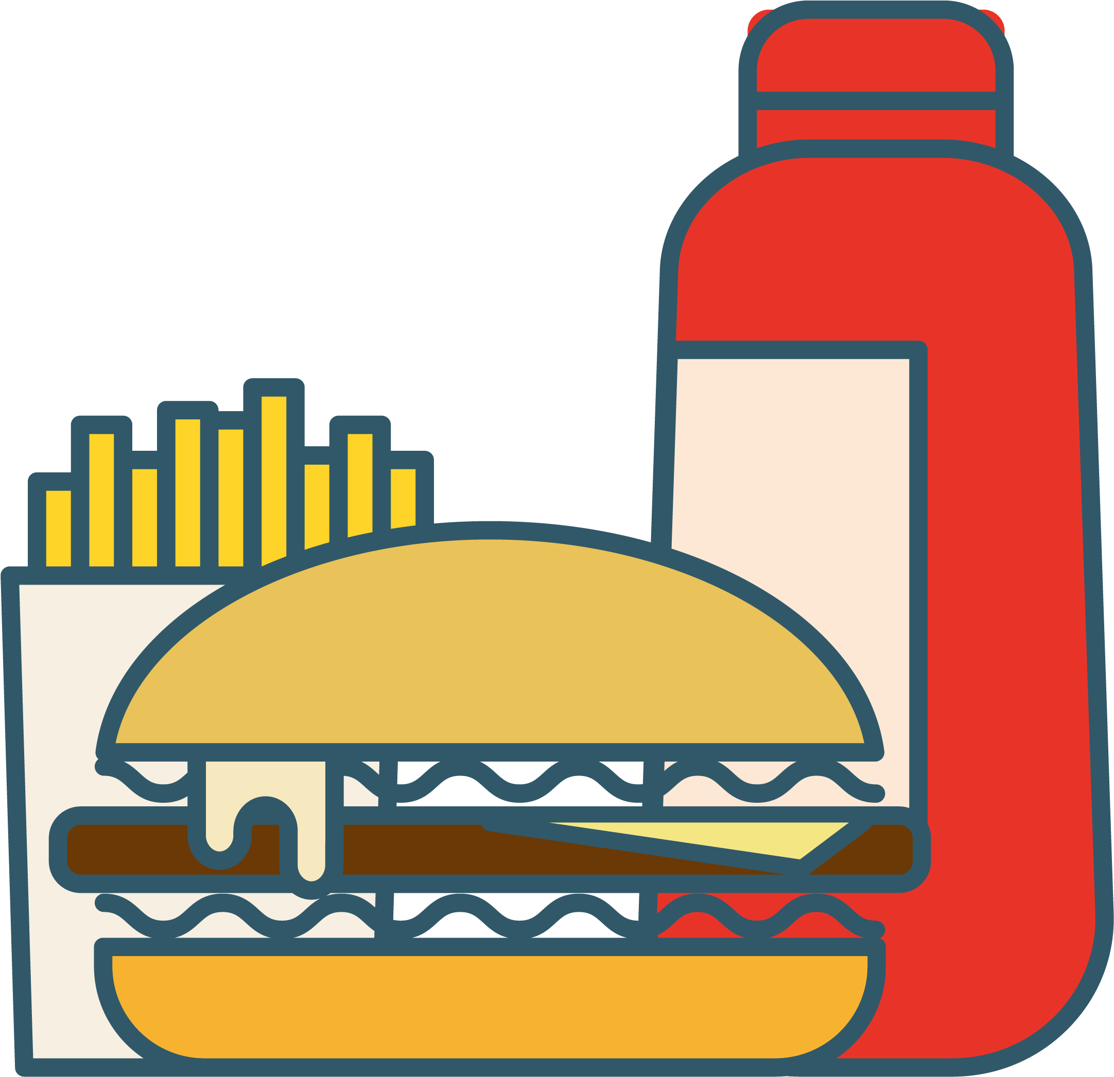 Hamburger French Fries Hot Dog Fast Food - Hamburger (2750x2750)