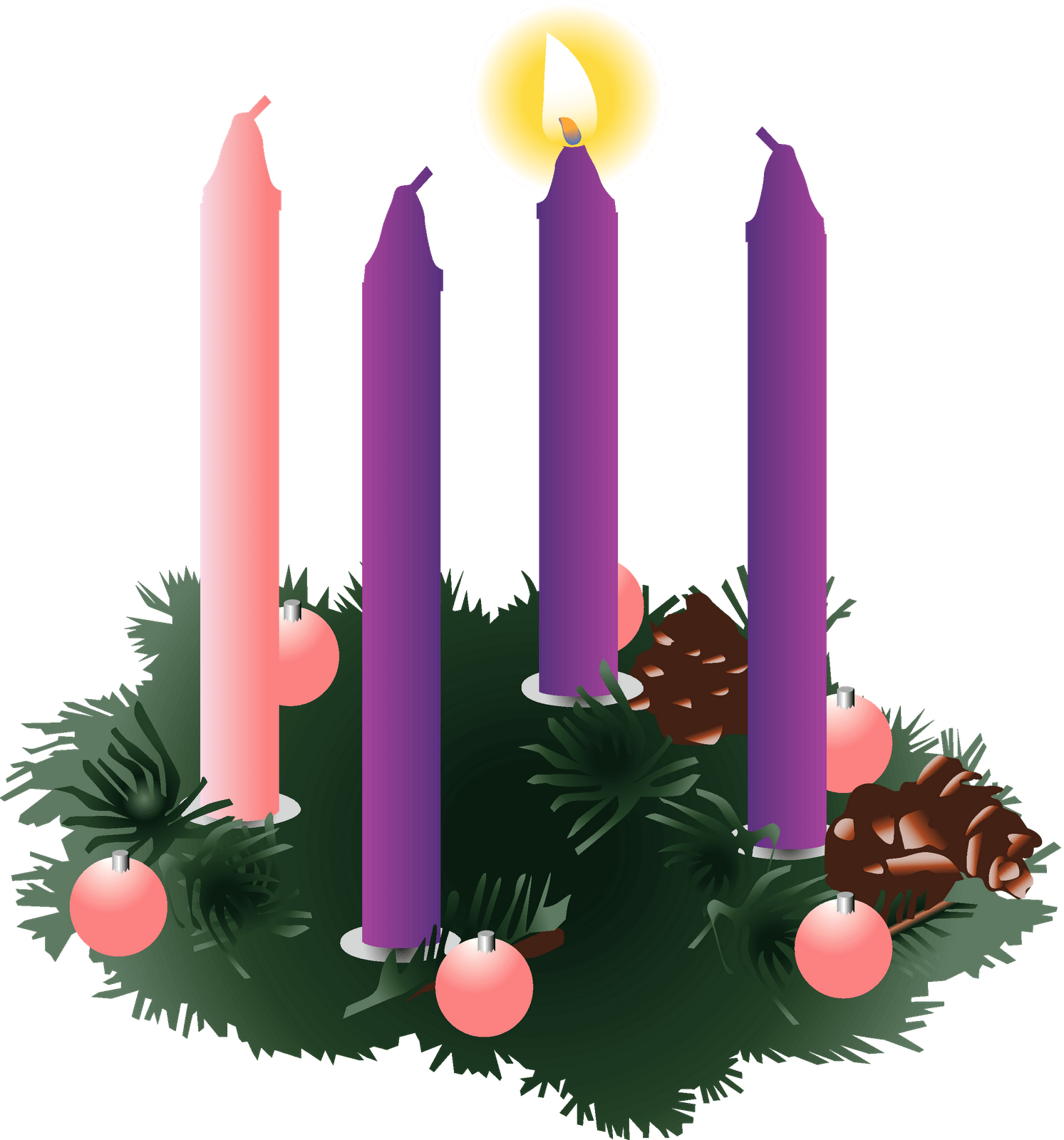 Banner Transparent Stock Four Purple Advent Candles - Advent Wreath First Sunday (1493x1600)