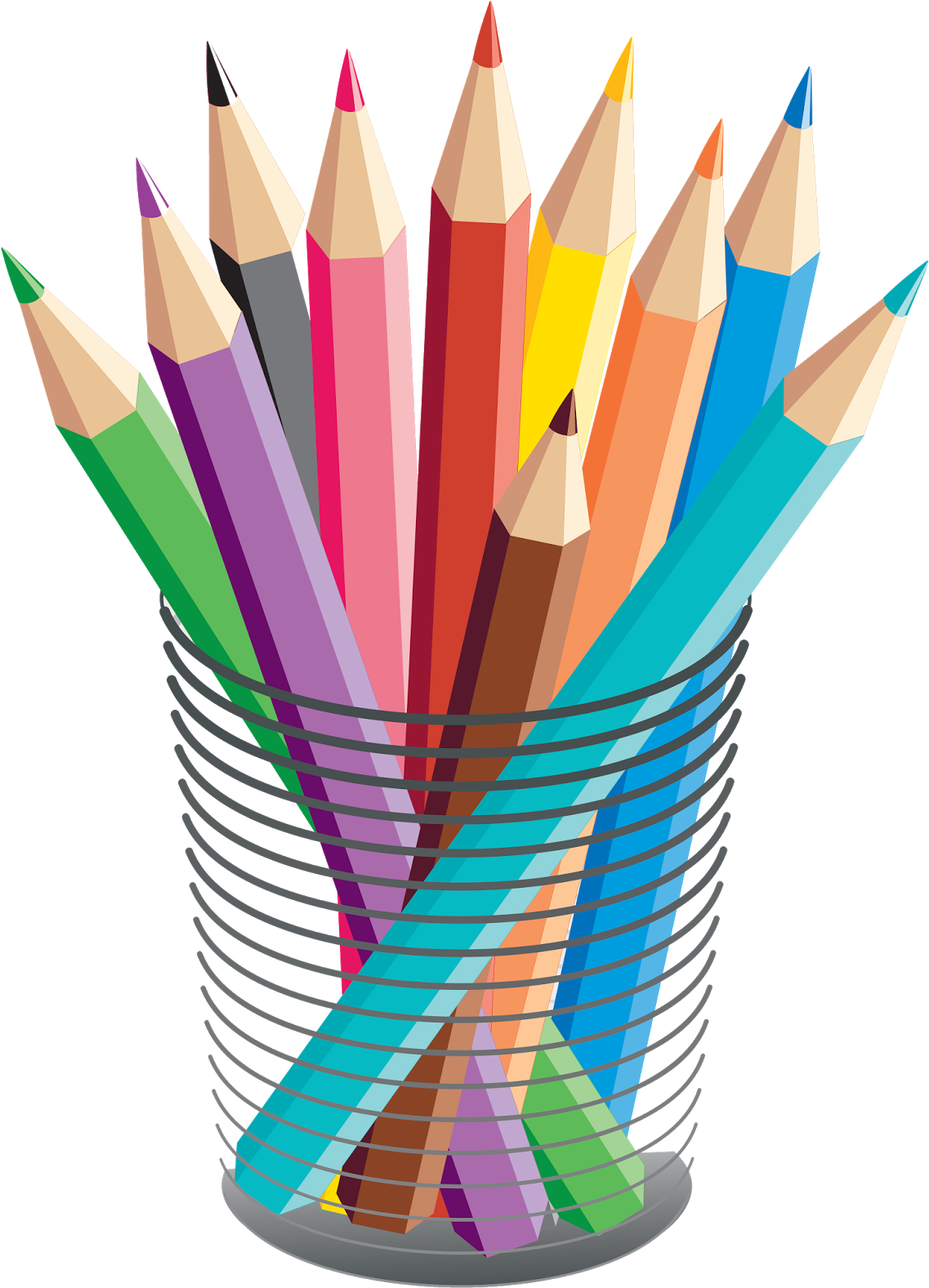 Transparent Library Colored Pencil Stationary Transprent - Pencils Vector (1151x1600)