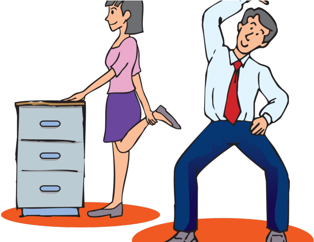 Elliptical Trainer Clipart Personal Fitness - Stretching At Work Cartoon (640x480)
