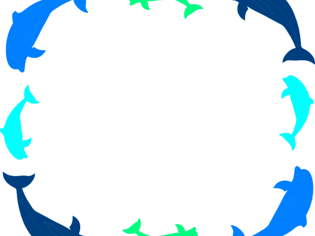 Dolphins Clipart Small Dolphin - Transparent Ocean Border (640x480)