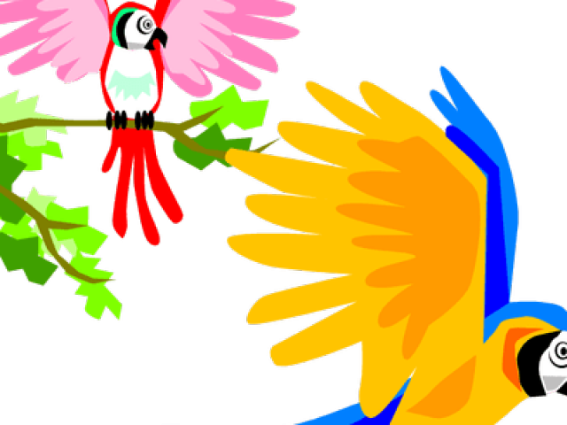 Tropical Clipart Colorful Bird - Parrot Toon Fly Png (640x480)