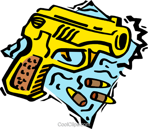Gun With Bullets Royalty Free Vector Clip Art Illustration - Gun With Bullets Royalty Free Vector Clip Art Illustration (480x417)