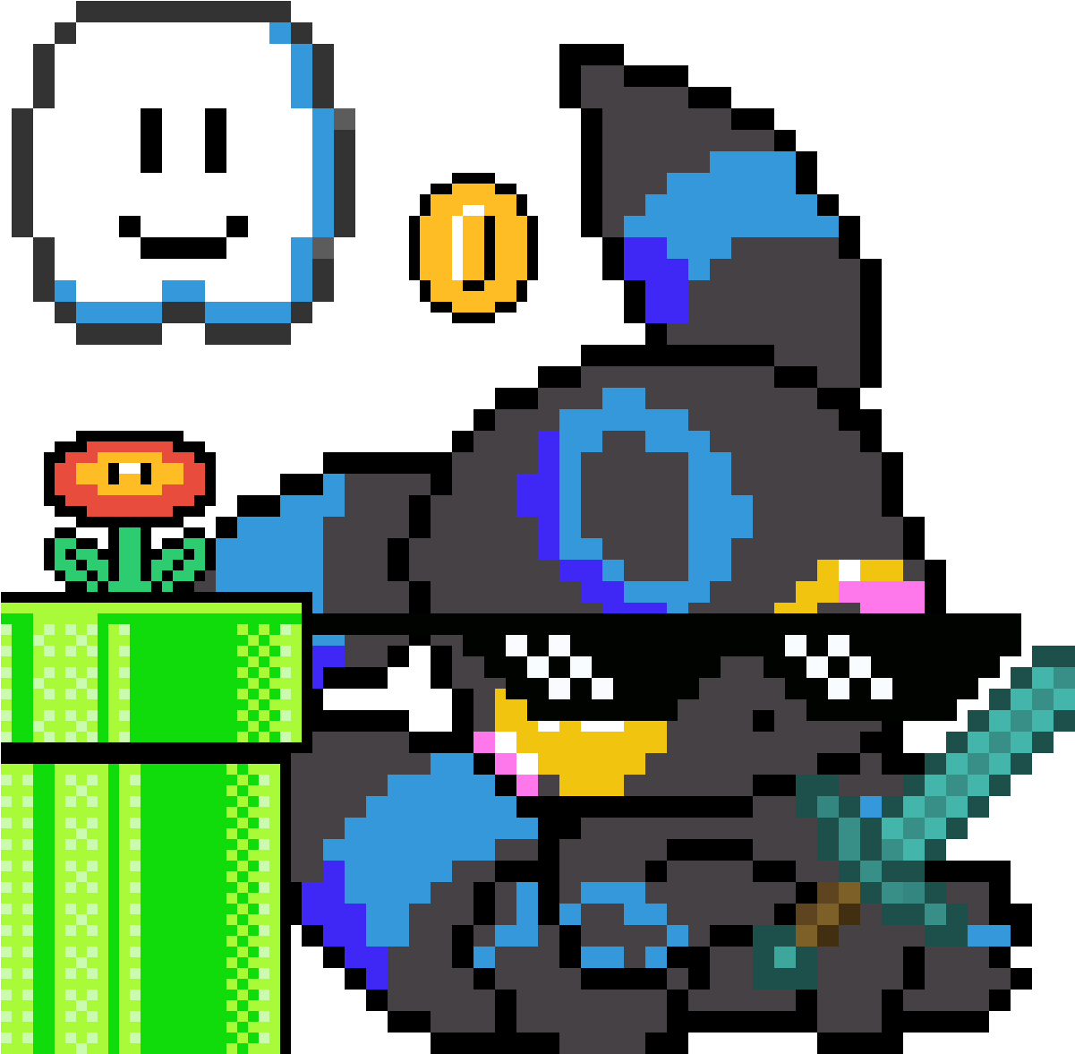 Thug Life Shiny Umbreon - Pixel Art Pokemon Shiny (1200x1200)