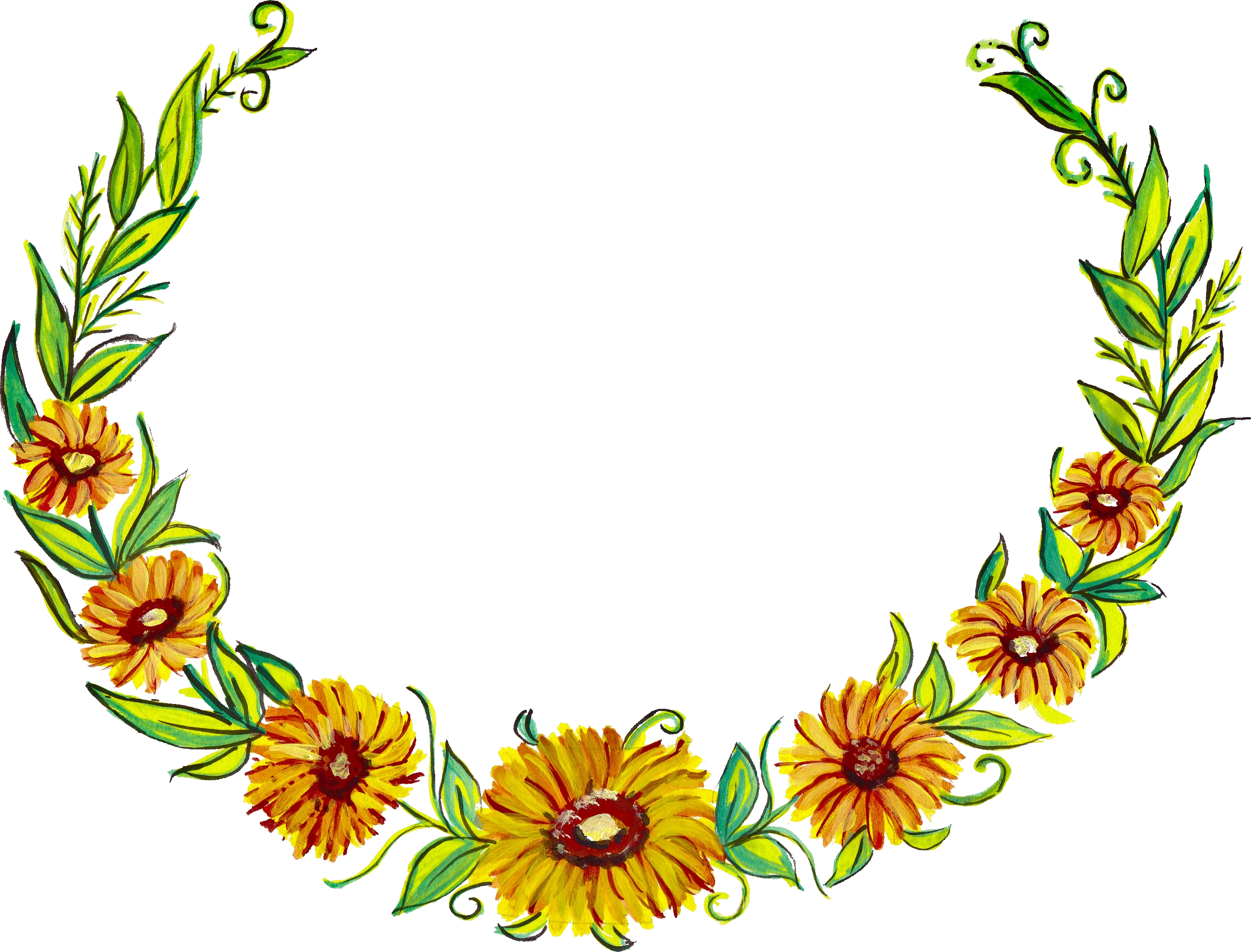 Floral Wreath Svg - Sunflower (2840x2161)