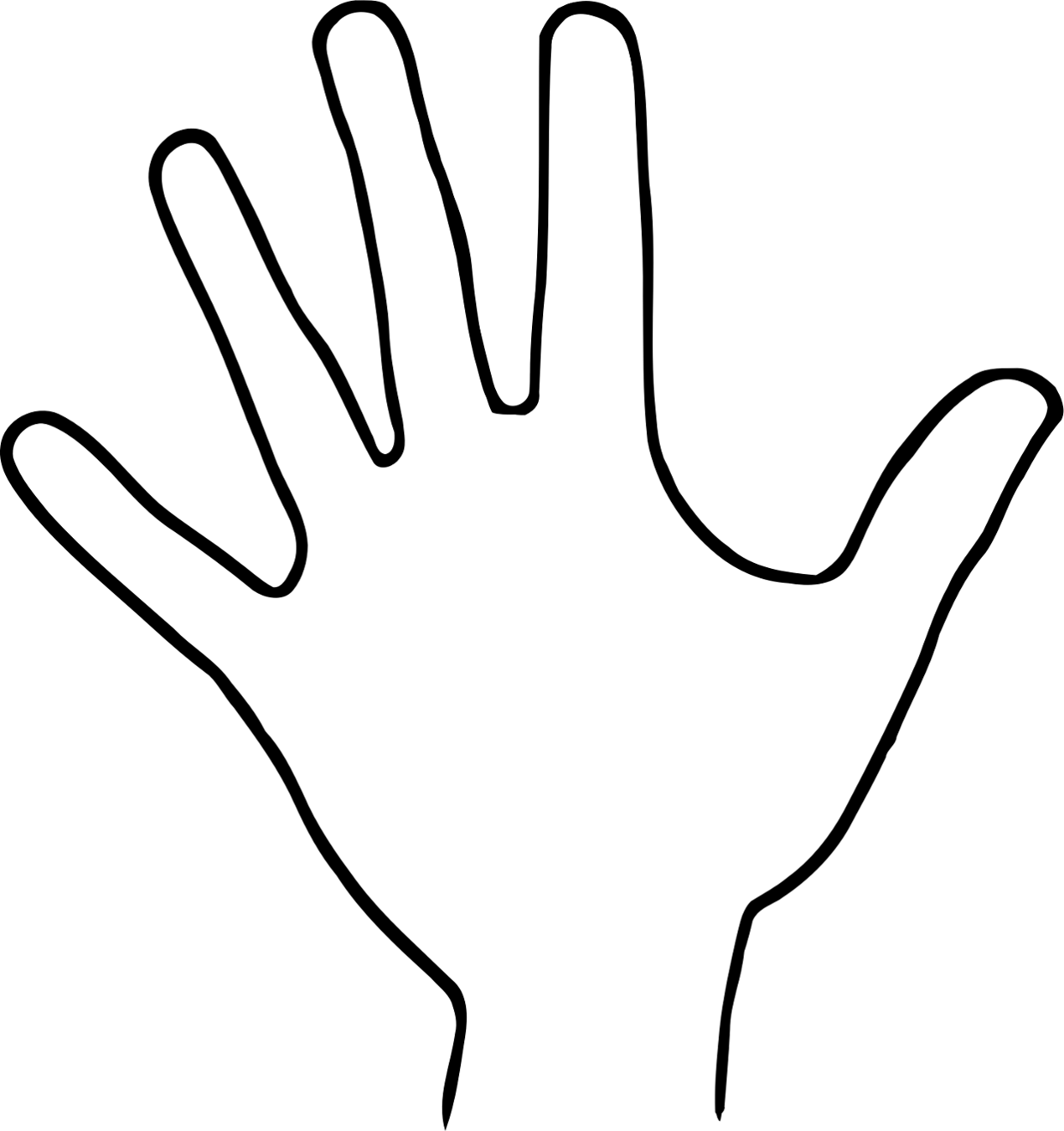 Hand Outline Drawing Clip Art Hand Drawing 1240 1318 - Outline Hand Clipart Black And White (1240x1318)