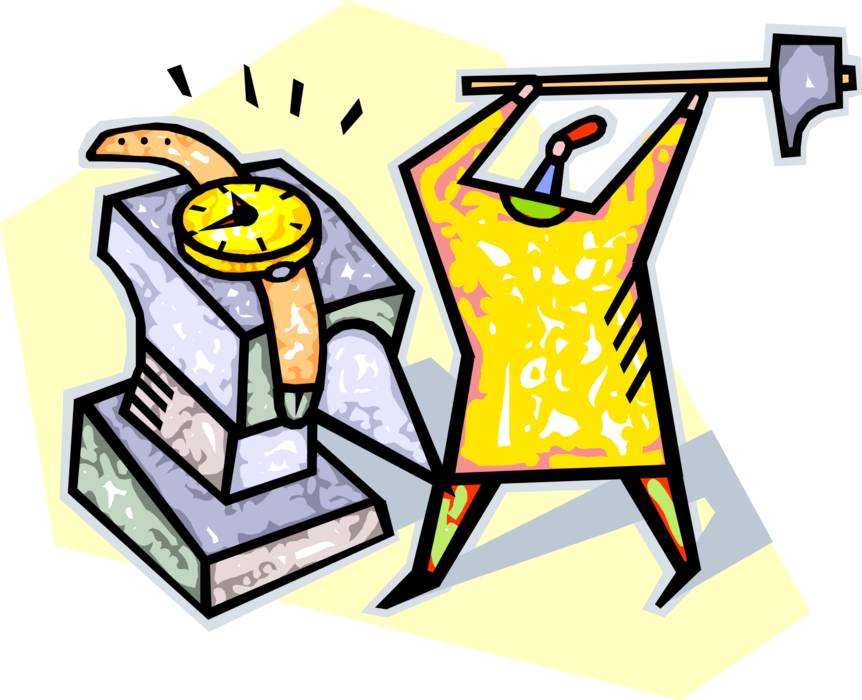 Vector Illustration Of Time Management Smashing Wristwatch - Vector Illustration Of Time Management Smashing Wristwatch (862x700)