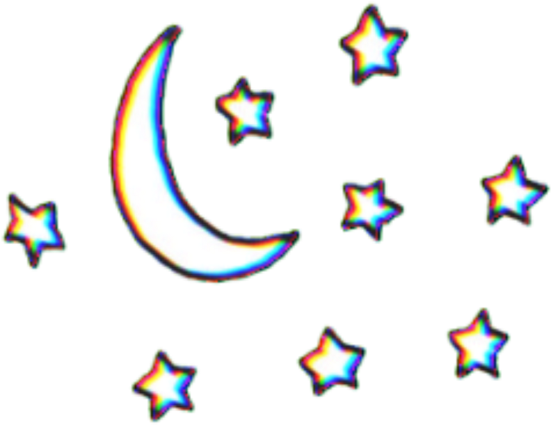 #glitch #planets #planet #stars #tumblr #aesthetic - Moon And Stars Transparent (1024x1024)