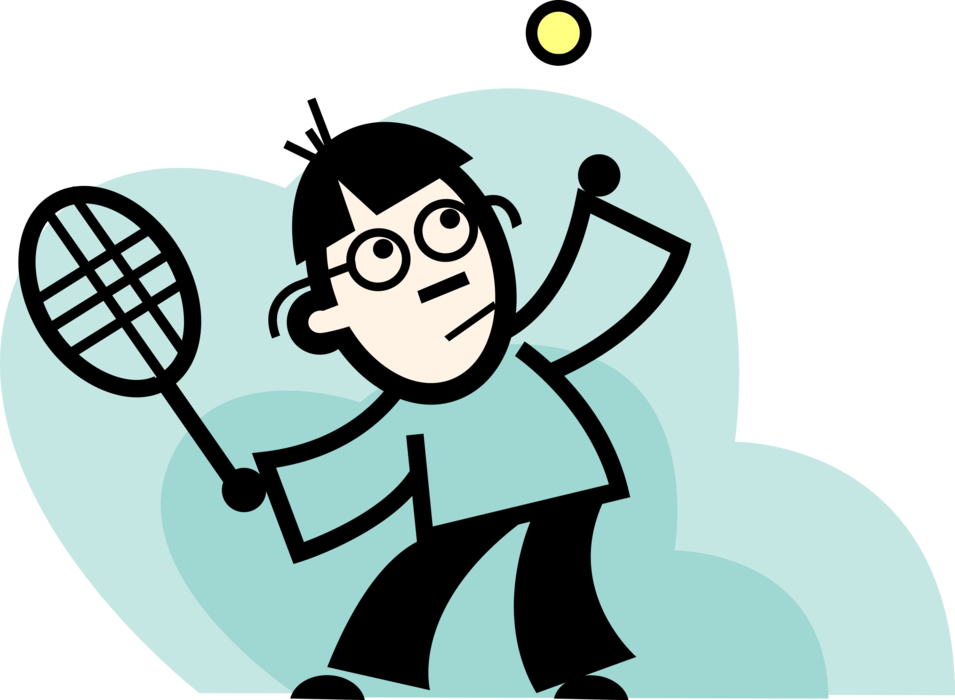 Vector Illustration Of Tennis Player Serves Ball In - Vector Illustration Of Tennis Player Serves Ball In (955x700)