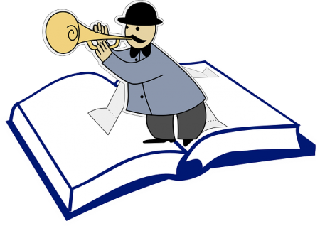 Newsletter - Open Book Clip Art Blue (450x318)