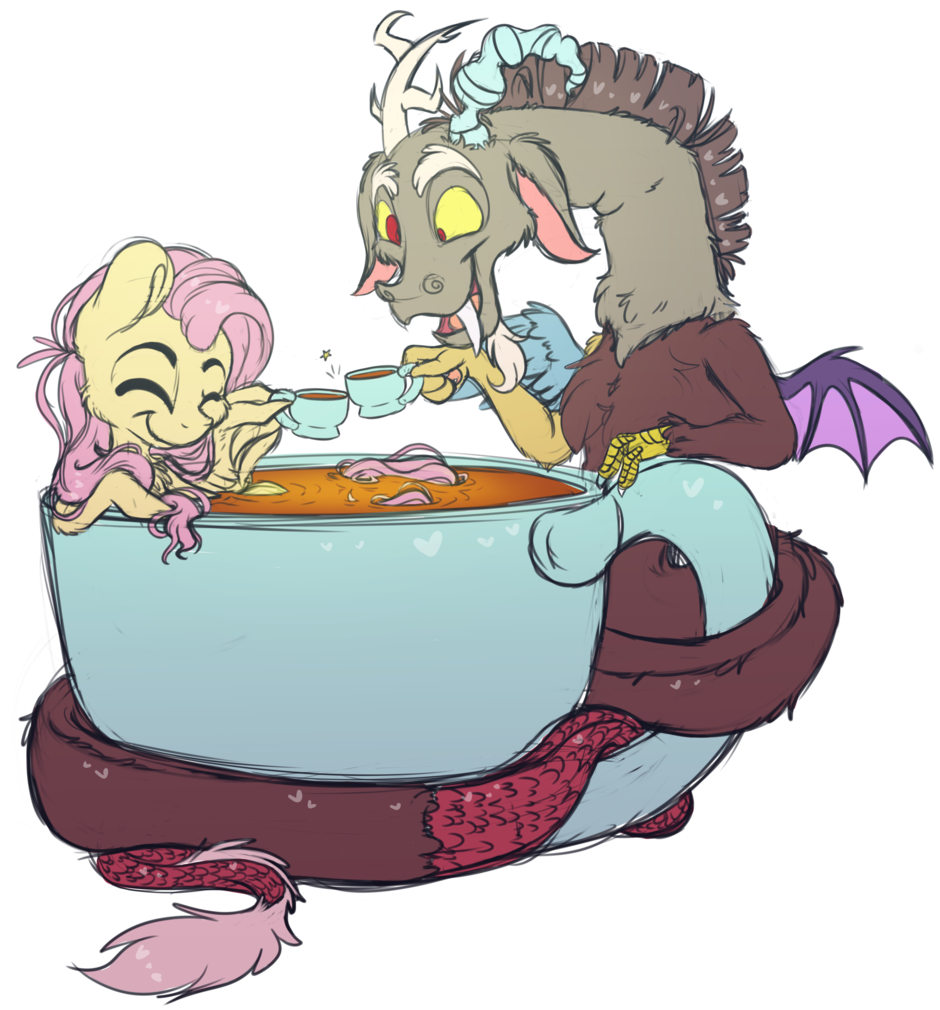 Cutepencilcase, Cup, Cup Of Pony, Cute, Discord, Draconequus, - Discord And Fluttershy Love (948x1024)
