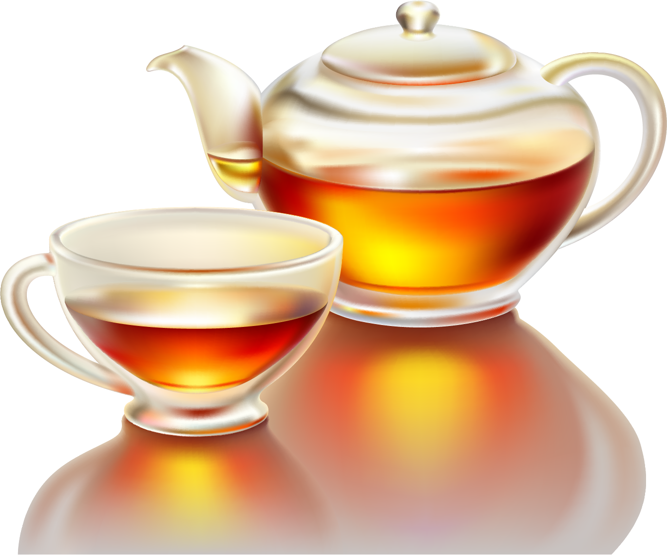 Teapot Teacup Clip Art - Tea Set With Tea Png (1369x1139)