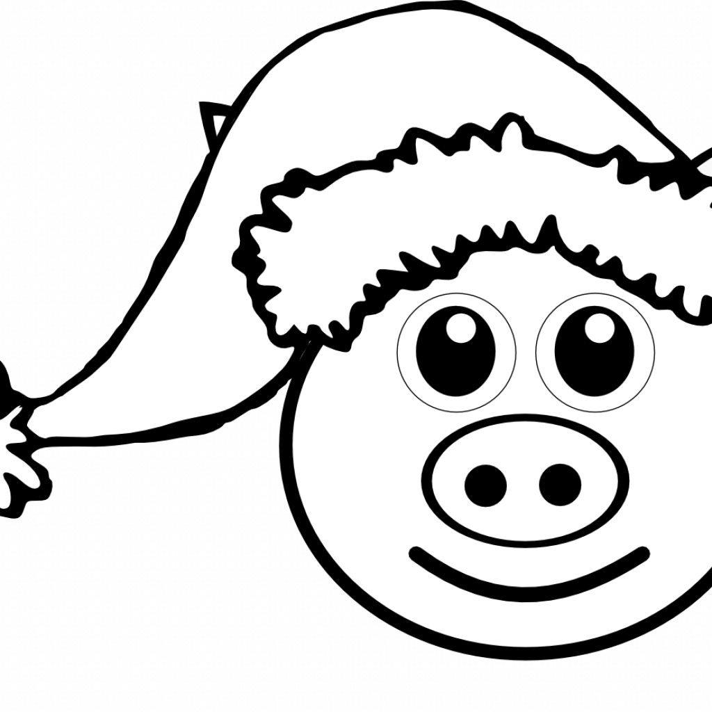 Pig Face Coloring Pages For Kids Peppa Games Teacup - Santa Hat Clipart (1024x1024)