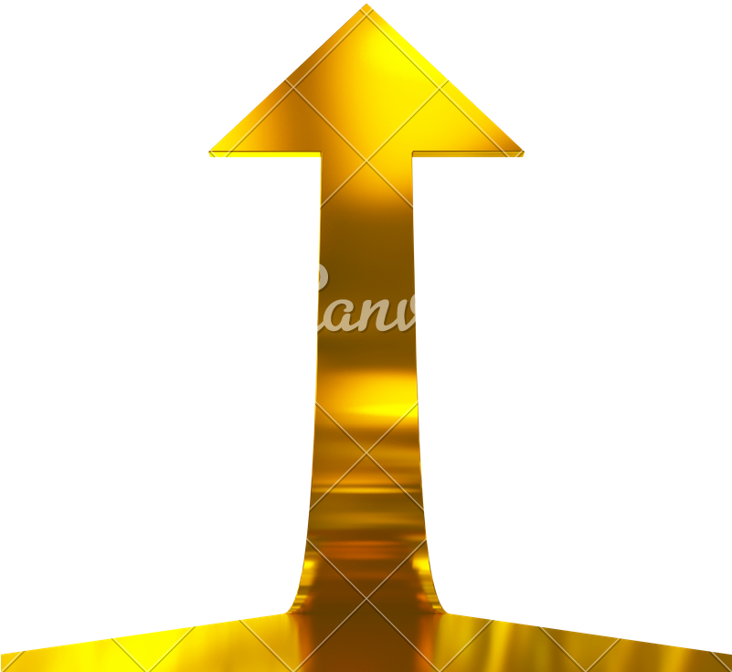 Arrow 3d Golden Pointing Upwards Isolated On White - Cross (800x800)