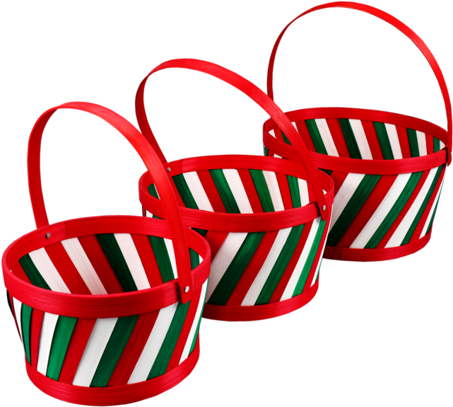 Basket, Wicker, Ø29cm, 16cm, Red/white/green - Basket, Wicker, Ø29cm, 16cm, Red/white/green (640x640)