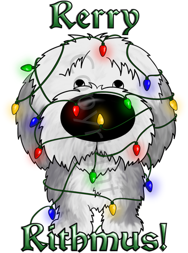 Old English Sheepdog Rerry Rithmus Greeting Cards - Old English Sheepdog (400x560)