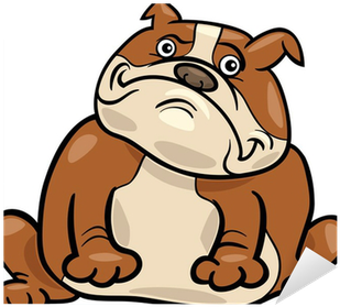 English Bulldog Dog Cartoon Illustration Sticker • - Chien Bulldog Anglais Dessin (400x400)