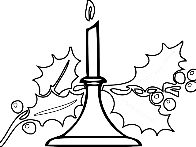 Candles Clipart Book - Christmas Clipart Black White (640x480)
