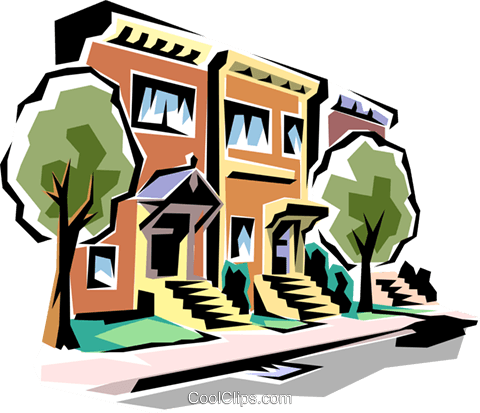 Townhouses Royalty Free Vector Clip Art Illustration - Ring Toss Clip Art (480x413)