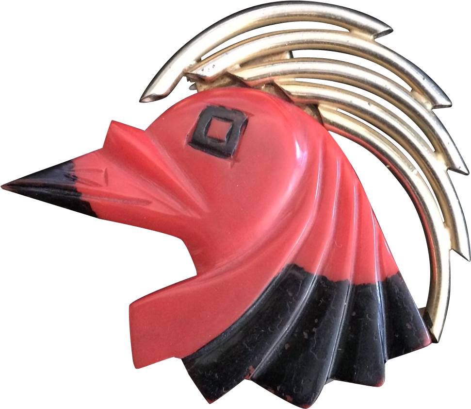 Rare French Rooster Bakelite Deco Clip Vintage Jewellery, - Emblem (970x970)