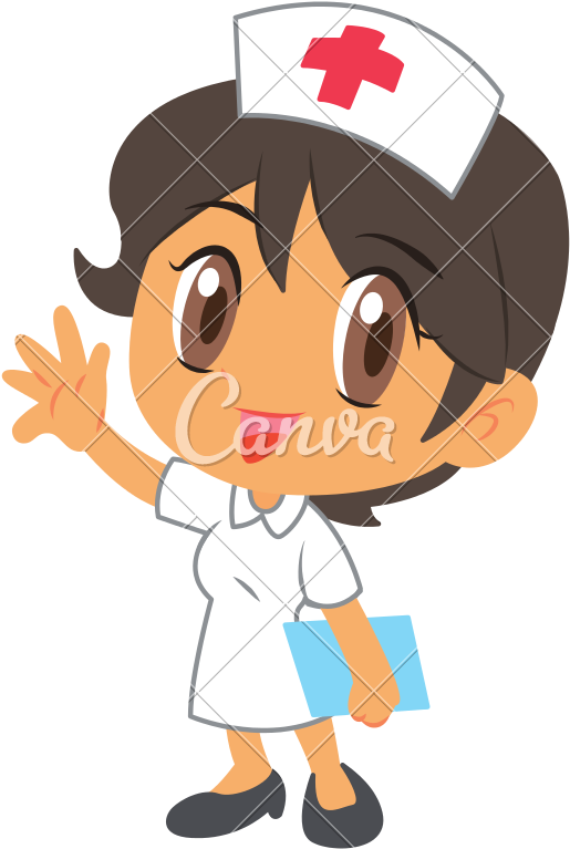 Nurse Waving Her Hand - Illustration (800x800)
