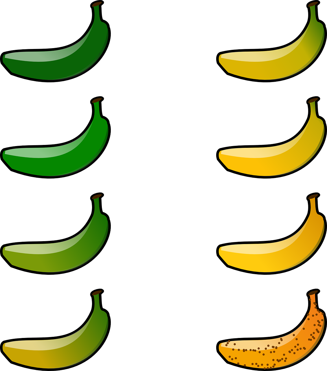 Banana,degree Of - 10 Bananas Clipart (1130x1280)