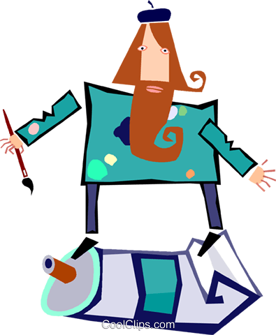 Artist, Beatnik Royalty Free Vector Clip Art Illustration - Artist, Beatnik Royalty Free Vector Clip Art Illustration (395x480)