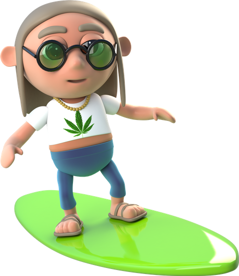 3d Funny Cartoon Hippie - Hippies De Caricatura Transparente (475x550)