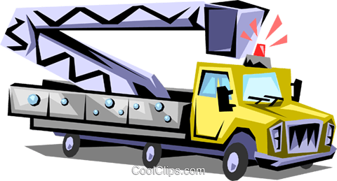 Cherry Picker Truck Royalty Free Vector Clip Art Illustration - Trailer Truck (480x259)