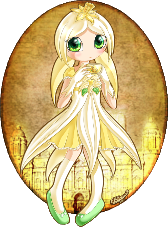 Tea Time Daffodil - Cartoon (700x1000)