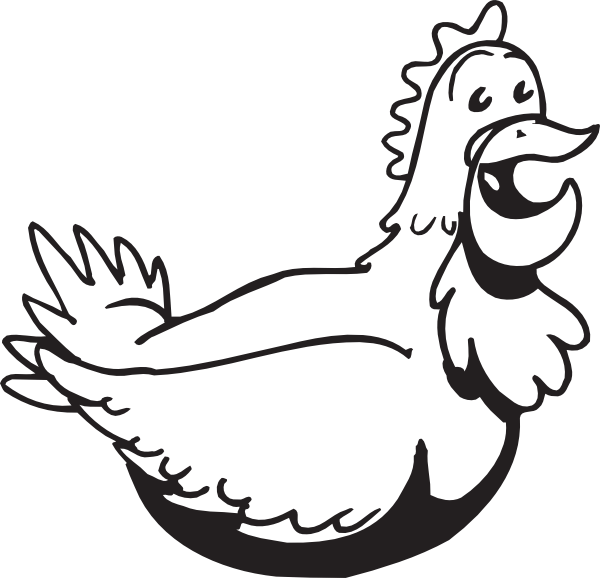 Cartoon Chicken Clip Art At Clker Com - Black And White Chicken Cartoon Png (600x578)