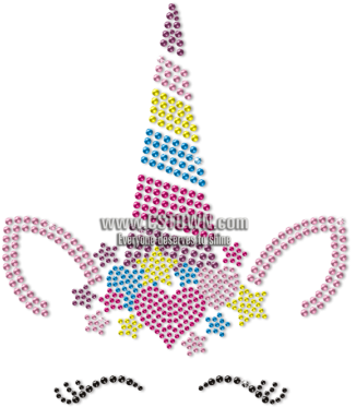 Unicorn With Eyelashes Rhinestud Transfer - Unicorn With Eyelashes Rhinestud Transfer (450x450)