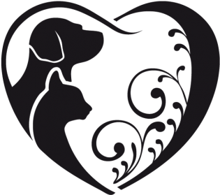Wall Sticker Amor Perro Gato Png Dog Clipart Black - Dog And Cat Heart (430x323)