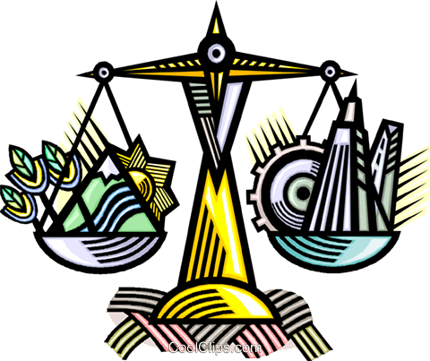 Scales Weighing Ecological Concerns Royalty Free Vector - Scales Weighing Ecological Concerns Royalty Free Vector (480x403)