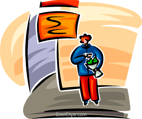 Person Waiting With Flowers Royalty Free Vector Clip - Illustration (480x401)