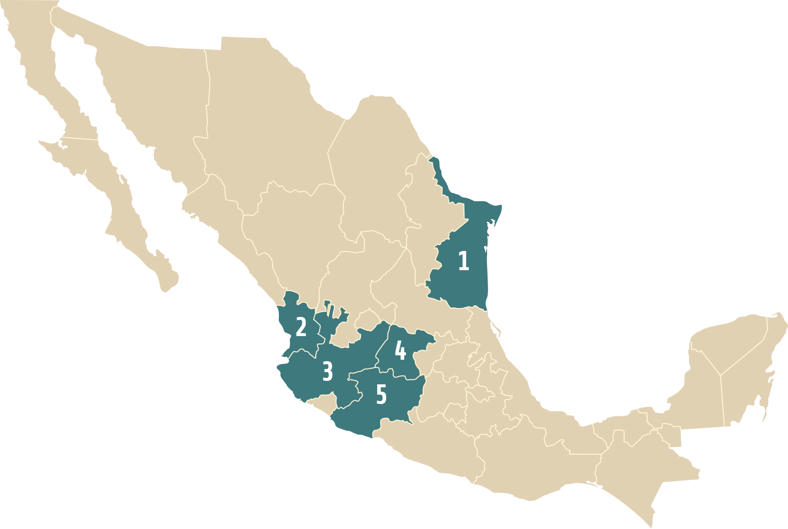 Agave Map - Mezcal - Mexico Population Map (1600x1075)