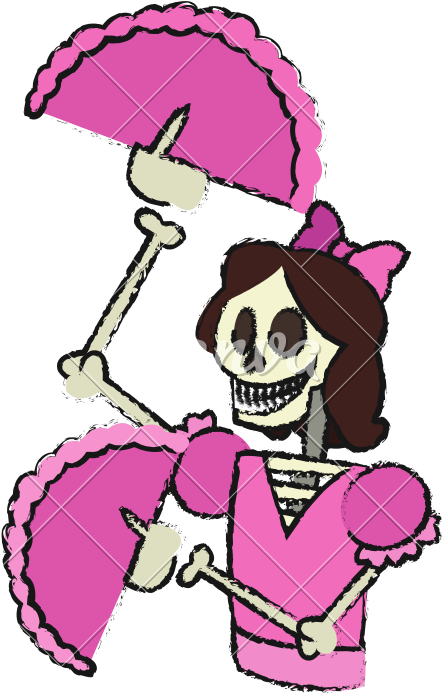Mexican Female Skull Design - Illustration (800x800)