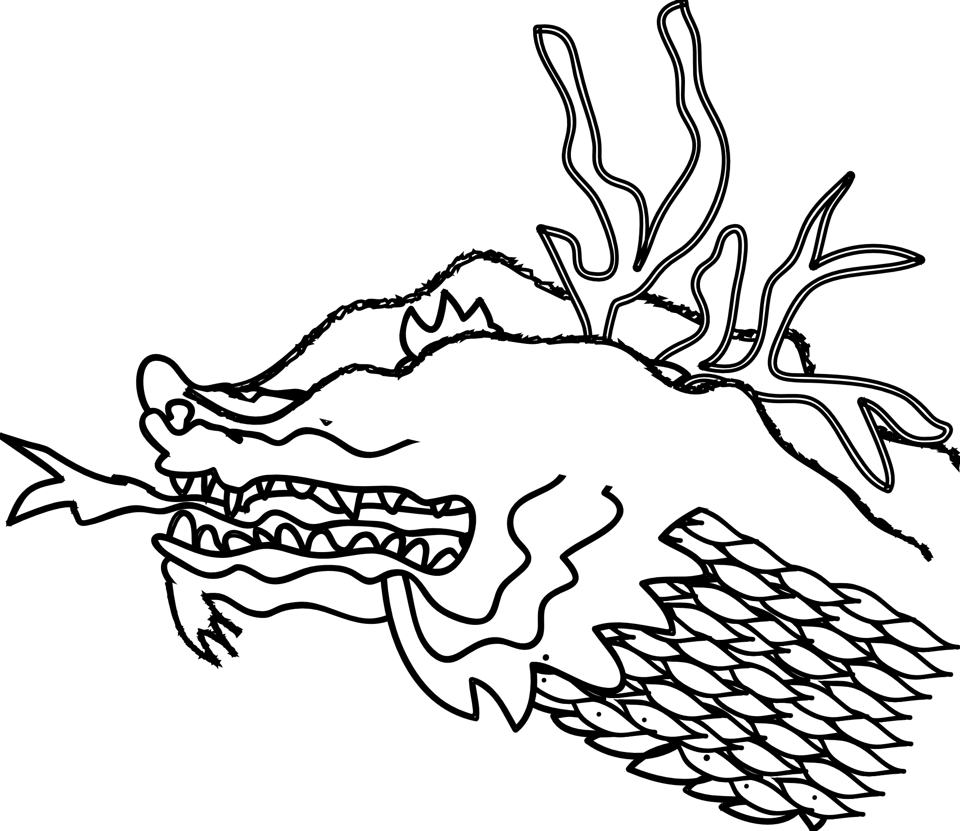 Dragon 12 Chinese New Year 2 12 Art Coloring Book - Line Art (1979x1713)