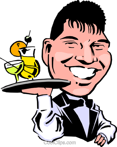 Cartoon Waiter Royalty Free Vector Clip Art - Cartoon Waiter (381x480)