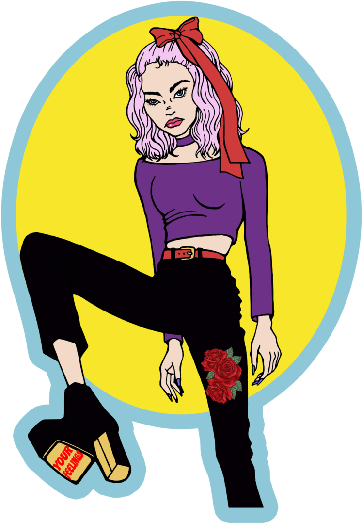 Stomp On Your Feelings Long Sleeve Shirt - Cartoon (1000x1333)