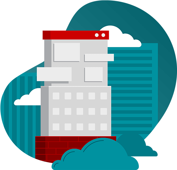 Illustration Of Building Inside A Cloud - Illustration Of Building Inside A Cloud (590x586)