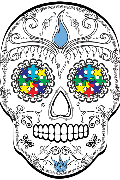 Autism Clothing Aidan Inspired - Sugar Skull Breast Cancer (500x750)