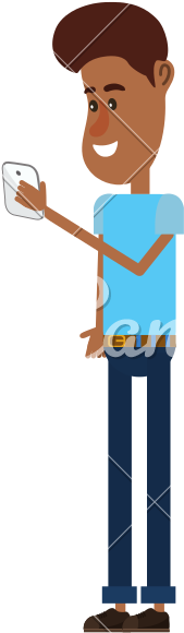 Nice Man With Hairstyle And Smartphone Vector Icon - Cartoon (800x800)