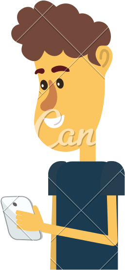 Nice Man With Hairstyle And Smartphone Vector Icon - Illustration (800x800)